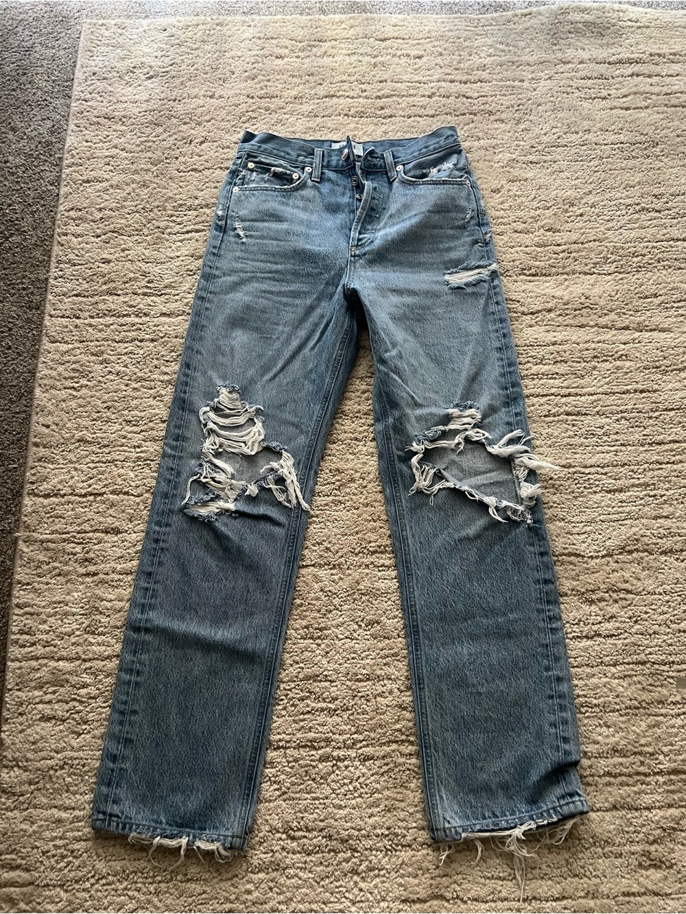 Agolde Distressed Straight-Leg Jeans